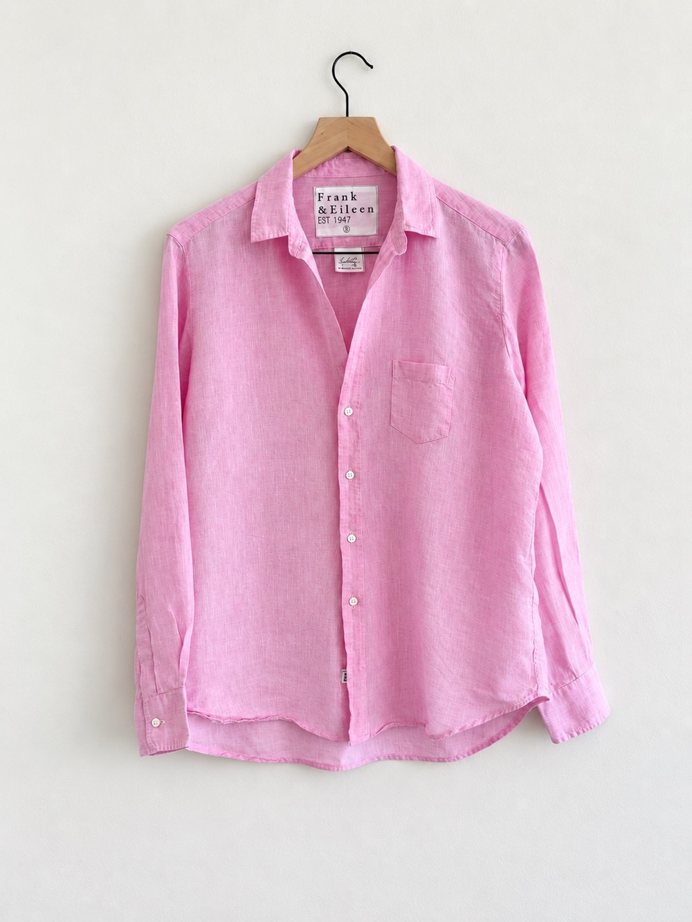 Frank & Eileen Eileen  Pink Lightweight Linen Shirt Size Small
